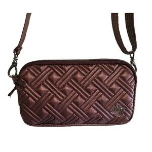 Lug Coupe XL Convertible Crossbody Sling Hip Bag Metallic Wine Red RFID NWT